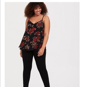 Torrid Sophie swing chiffon floral red and black